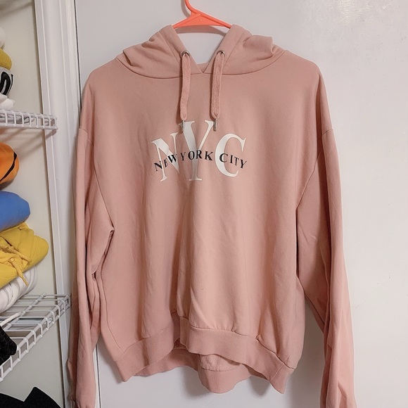 H&M Divided Dusky Pink Crop Top Hoodie - Picture 3 of 5